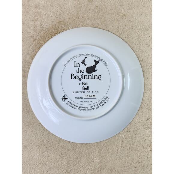 Plate In the Beginning by Bill Bell 8" Animals Bible Story 1991 Porcelain Vtg - Picture 10 of 12